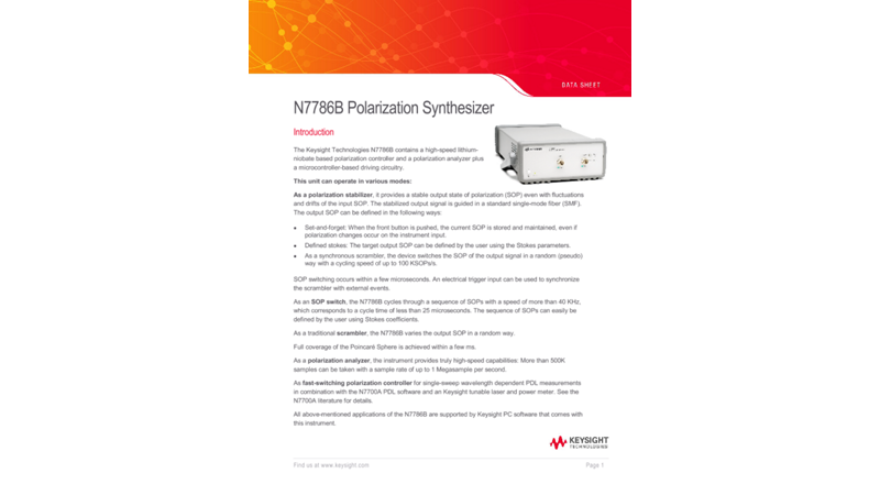 N7786B Polarization Synthesizer